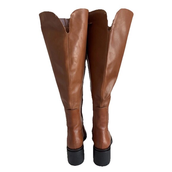 Ladies Franco Sarto Dorica Wide Calf Tall Shaft Taupe Brown Leather Boots 9M WC - Picture 4 of 10